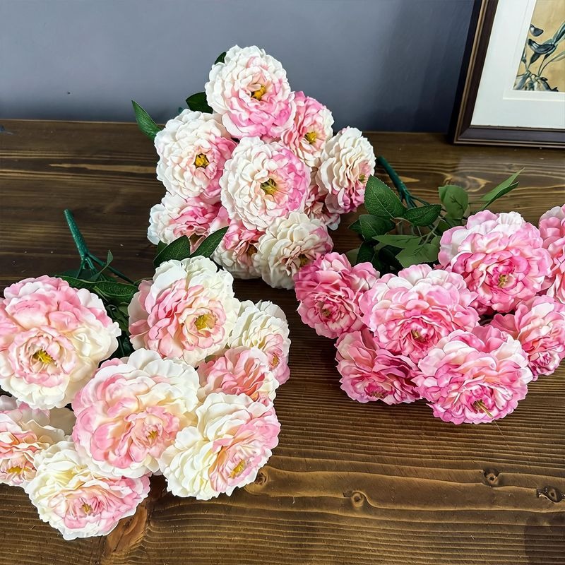 Bouquet de 9 chrysanthèmes dragon en soie artificielle, 40 cm, décoration maison et vitrine, style provençal