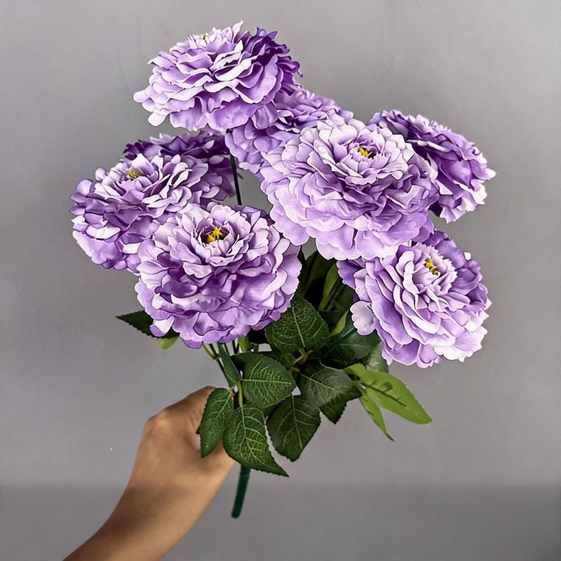 Bouquet de 9 chrysanthèmes dragon en soie artificielle, 40 cm, décoration maison et vitrine, style provençal