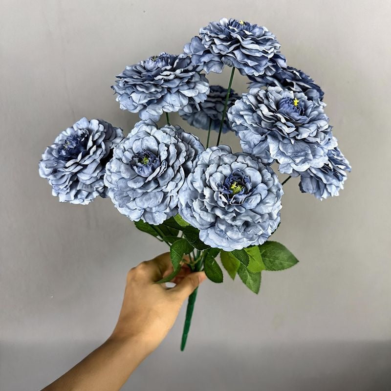 Bouquet de 9 chrysanthèmes dragon en soie artificielle, 40 cm, décoration maison et vitrine, style provençal