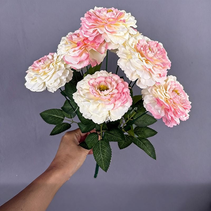 Bouquet de 9 chrysanthèmes dragon en soie artificielle, 40 cm, décoration maison et vitrine, style provençal