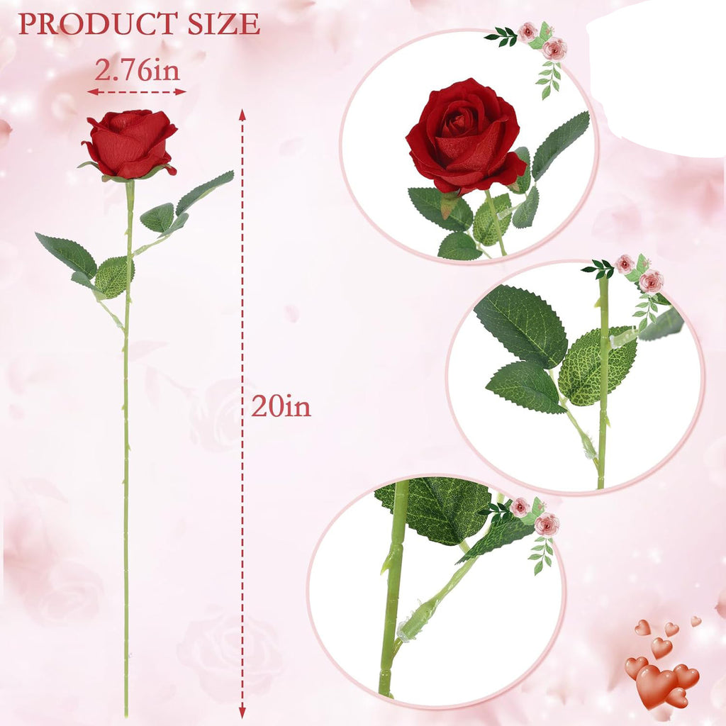 Rose artificielle en soie, tige unique, 50,8 cm, diamètre de fleur 7 cm, lot de 10, décoration de mariage, maison, événements