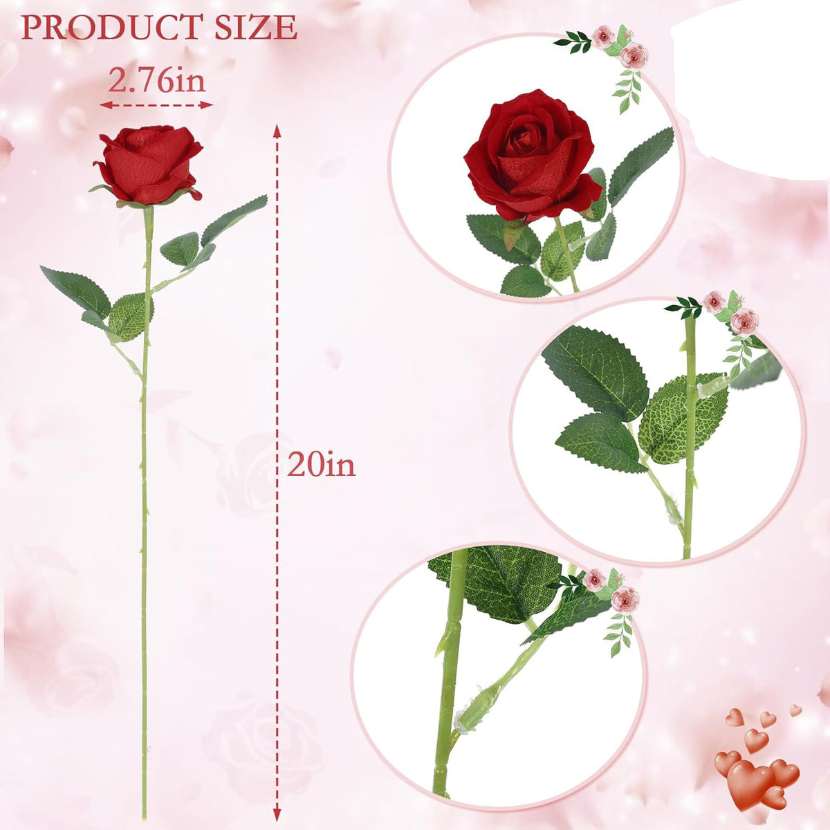 Rose artificielle en soie, tige unique, 50,8 cm, diamètre de fleur 7 cm, lot de 10, décoration de mariage, maison, événements