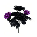 5 têtes de roses dahlias violettes noires artificielles, 32 cm, décoration événementielle, mariage, ambiance romantique, sans vase