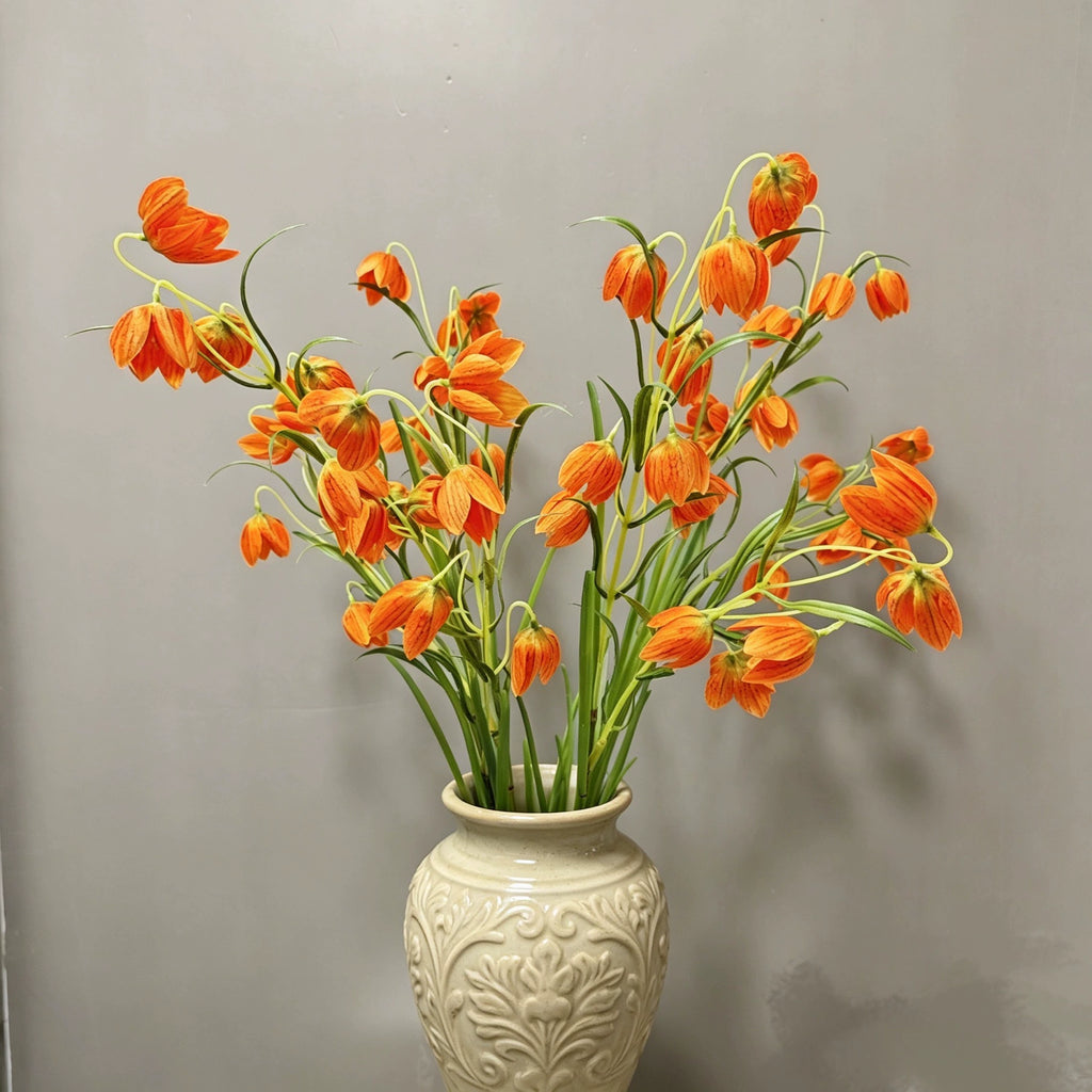 Fleur artificielle fritillaire, tige unique 90 cm, blanc et vert, décoration intérieure, mariage, hôtel