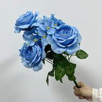 Bouquet de 9 têtes d’hortensias roses, fleurs artificielles en soie, 45 cm, décoration de mariage, décoration d'intérieur, ambiance romantique