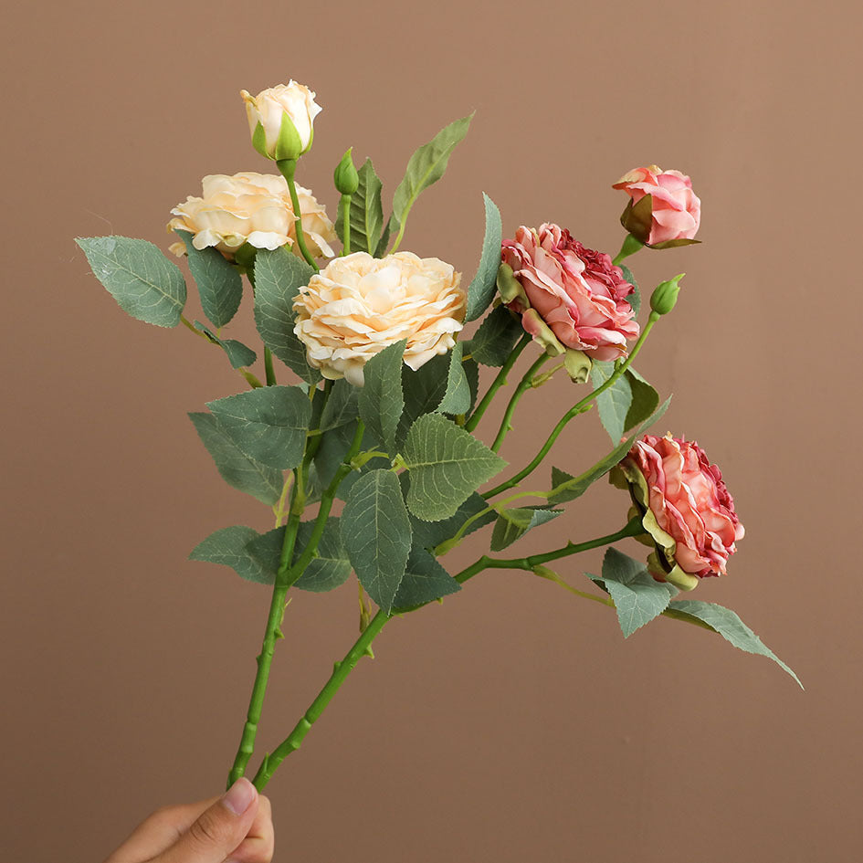 Bouquet de 3 Roses Artificielles en Soie, 53 cm, Décoration Intérieure, Élégance Française, Mariage, Cadeau