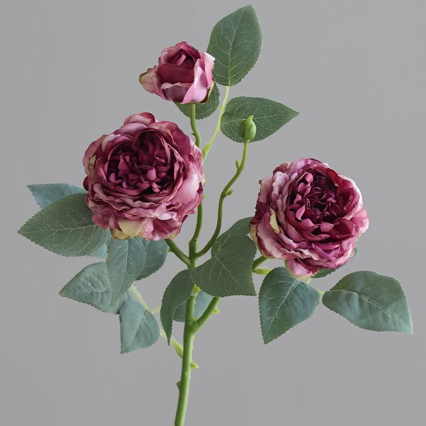 Bouquet de 3 Roses Artificielles en Soie, 53 cm, Décoration Intérieure, Élégance Française, Mariage, Cadeau