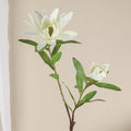 Fleur artificielle Protea, tige unique avec 2 fleurs, 72 cm, soie, décoration intérieure élégante, blanc, vert, jaune, rose