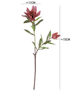 Fleur artificielle Protea, tige unique avec 2 fleurs, 72 cm, soie, décoration intérieure élégante, blanc, vert, jaune, rose