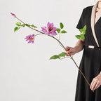Fleur artificielle Clématite, tige unique avec 3 fleurs, 90 cm, décoration intérieure élégante, style champêtre, pour maison, hôtel ou événement