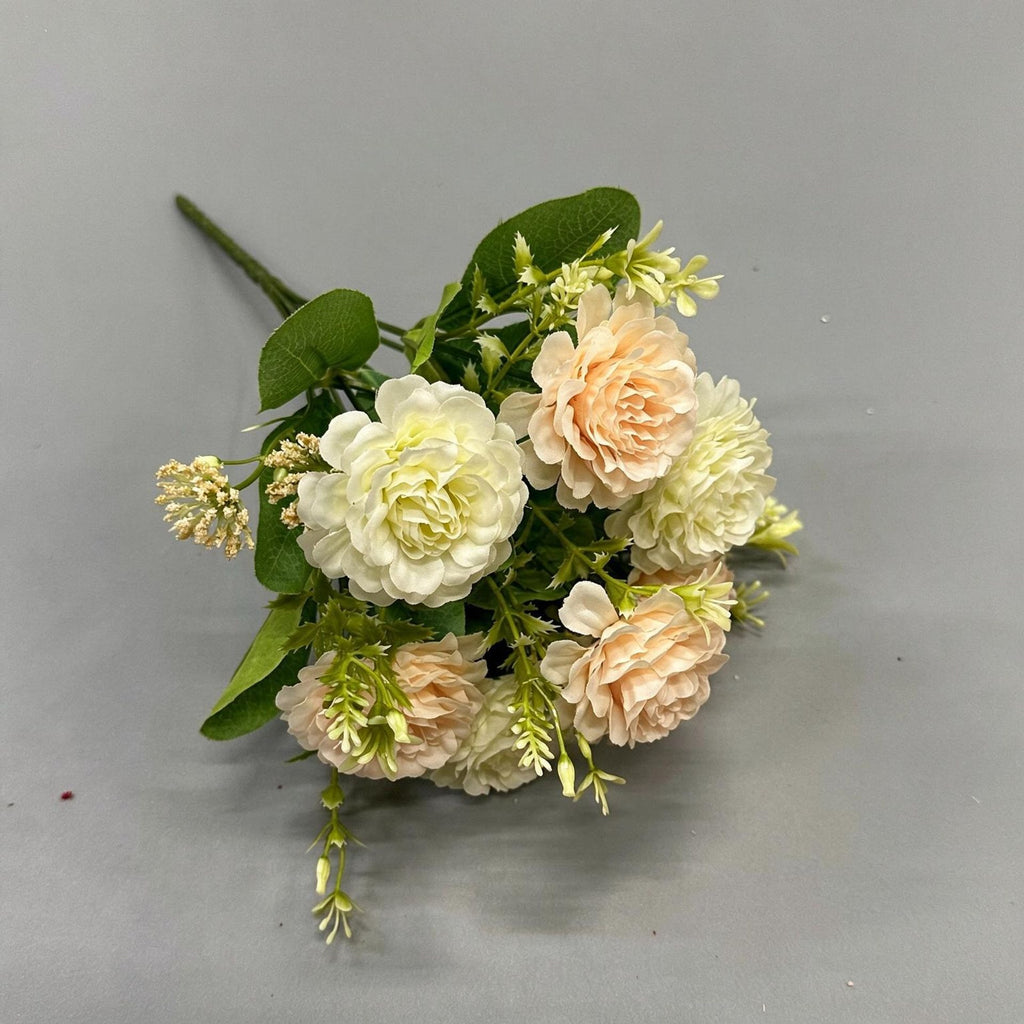 Bouquet artificiel pivoines 32 cm, 6 fleurs, sans vase – Décoration élégante mariage, terrasse, cimetière, intérieur