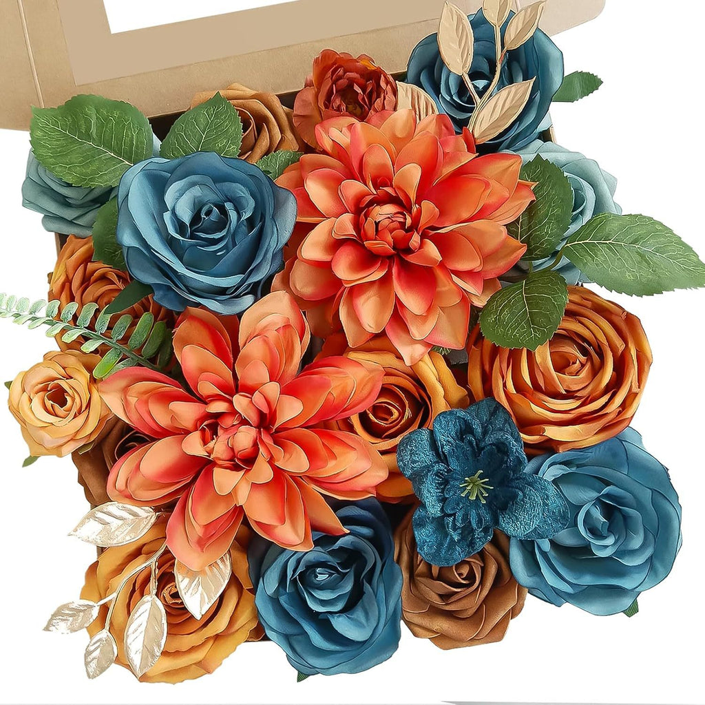 Fleurs artificielles pour arrangements DIY, mariages et décoration d'intérieur, pack de 20 têtes de roses Anna et dahlias