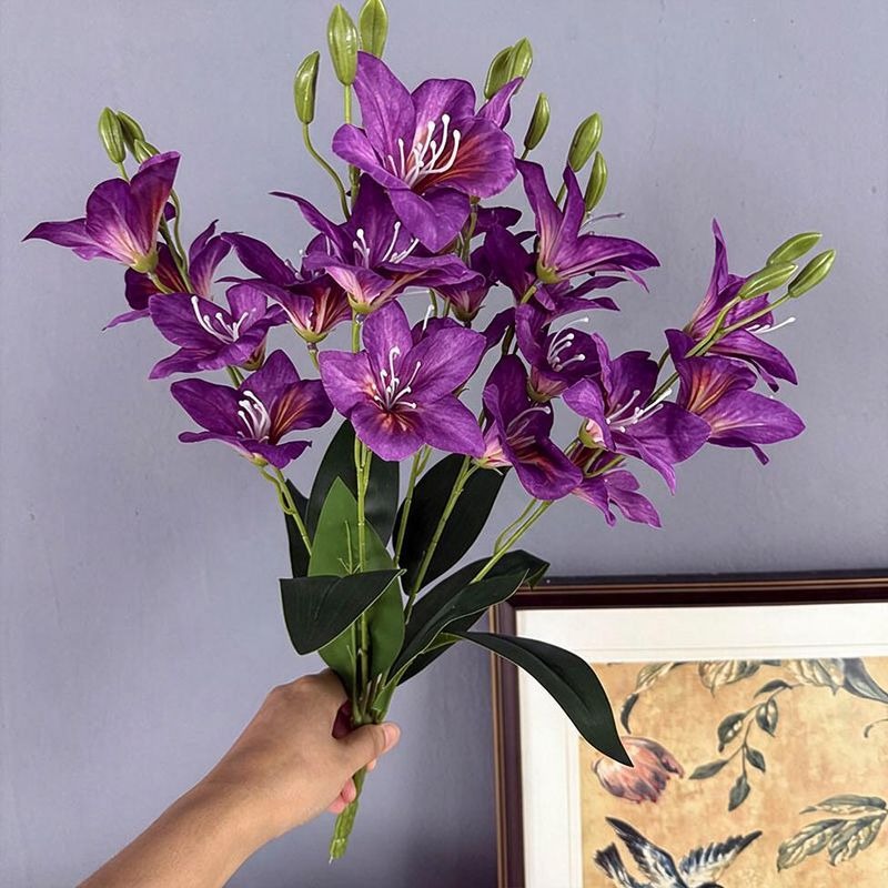 Bouquet de fleurs artificielles en soie, 48 cm, fleurs de Bauhinia, décoration élégante pour mariage, maison, hôtel