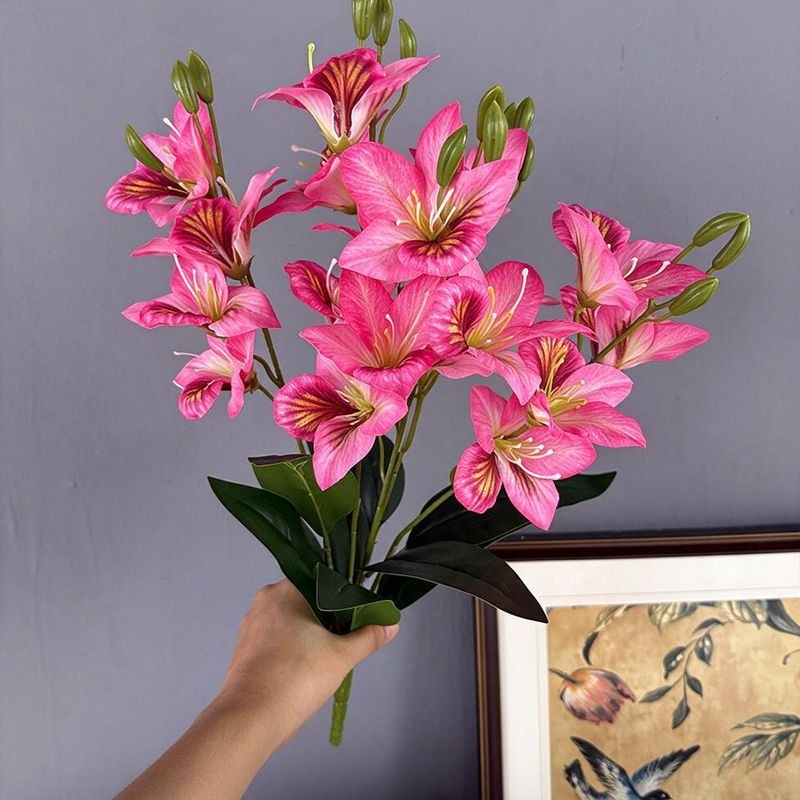Bouquet de fleurs artificielles en soie, 48 cm, fleurs de Bauhinia, décoration élégante pour mariage, maison, hôtel