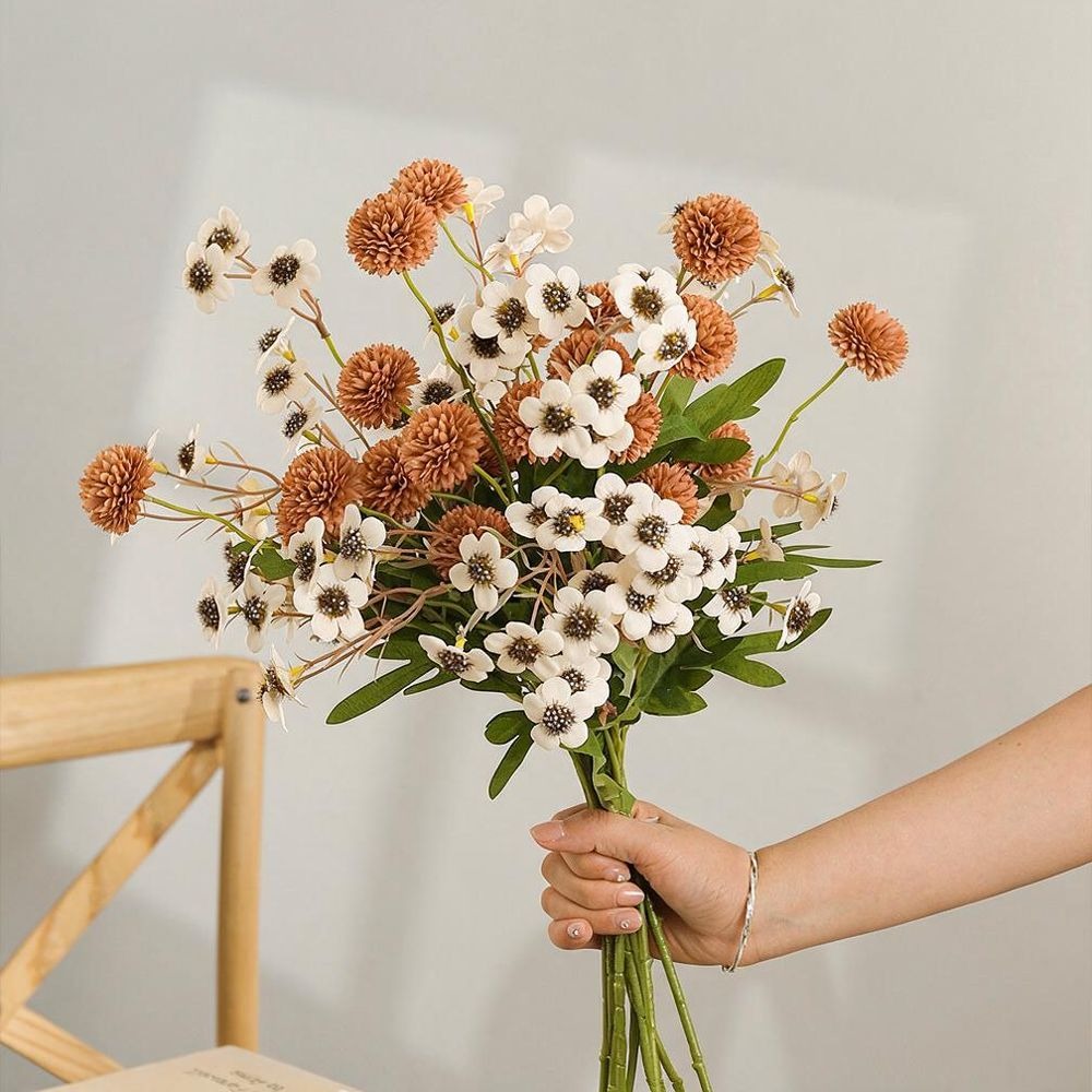 Bouquet artificiel pissenlit & prunier 58cm – Décoration élégante mariage maison jardin – Fleurs en soie réalistes sans entretien