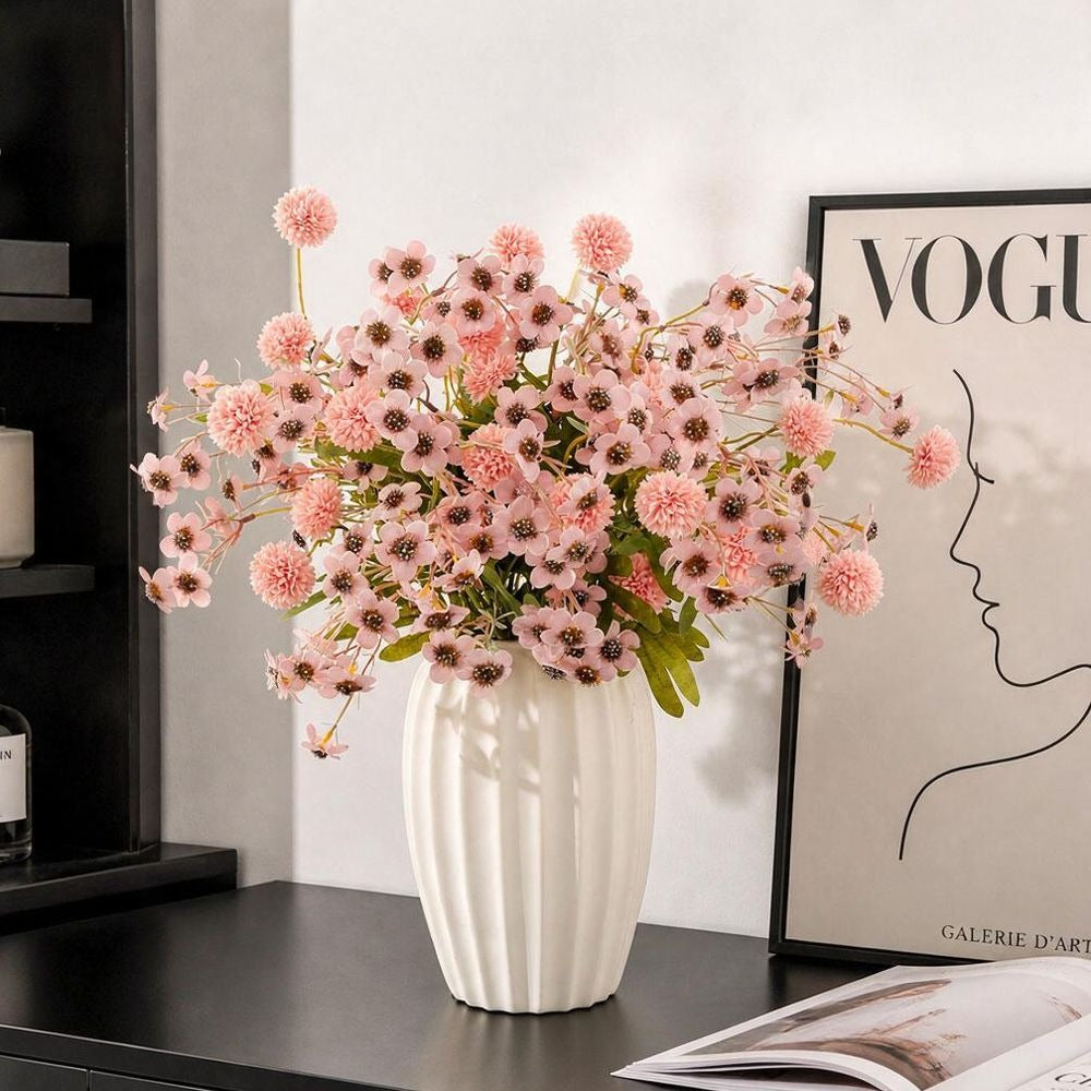 Bouquet artificiel pissenlit & prunier 58cm – Décoration élégante mariage maison jardin – Fleurs en soie réalistes sans entretien
