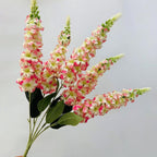 Fleurs artificelles élégantes pour mariage, bouquet de 5 tiges delphinium bleu et violet avec hyacinthe et giroflée, 57 cm, décoration de table et événement, style bohème chic