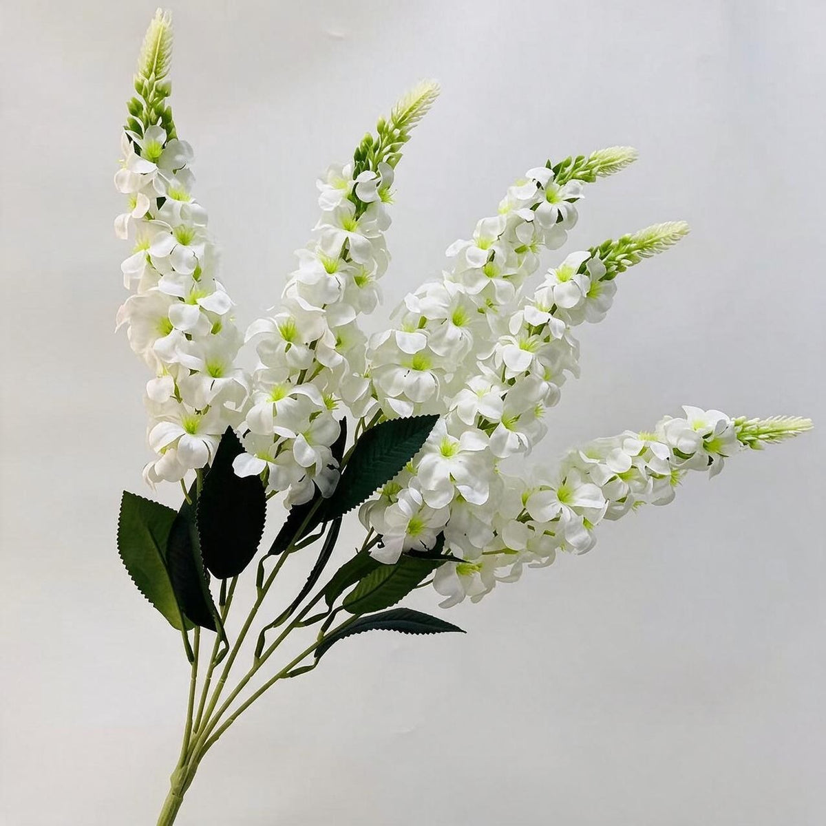 Fleurs artificelles élégantes pour mariage, bouquet de 5 tiges delphinium bleu et violet avec hyacinthe et giroflée, 57 cm, décoration de table et événement, style bohème chic