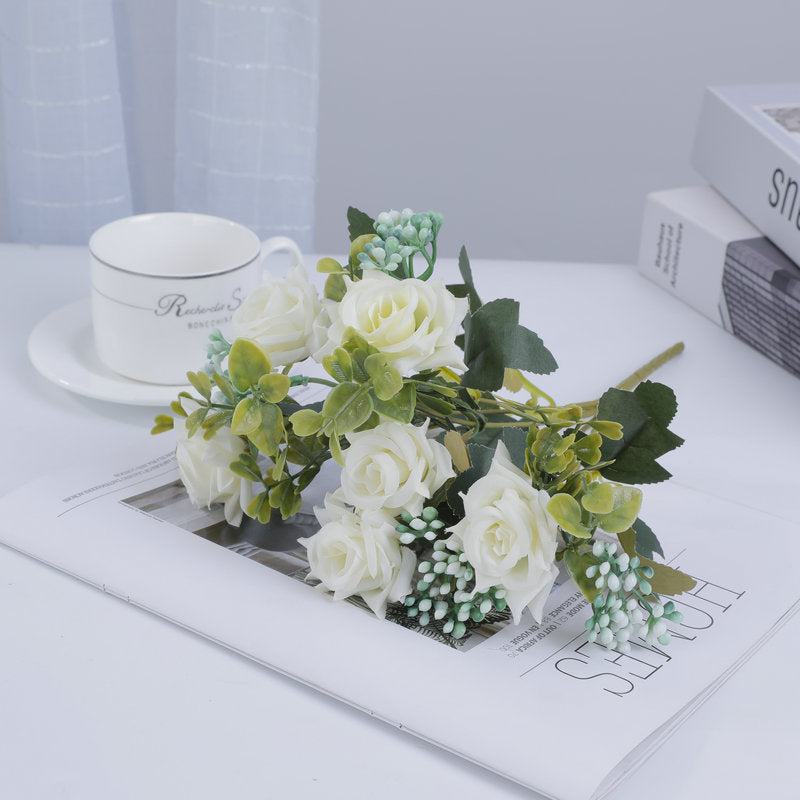 Bouquet de roses mélangées artificielles, 50 cm, idéal pour mariage, décoration intérieure et événements, sans vase