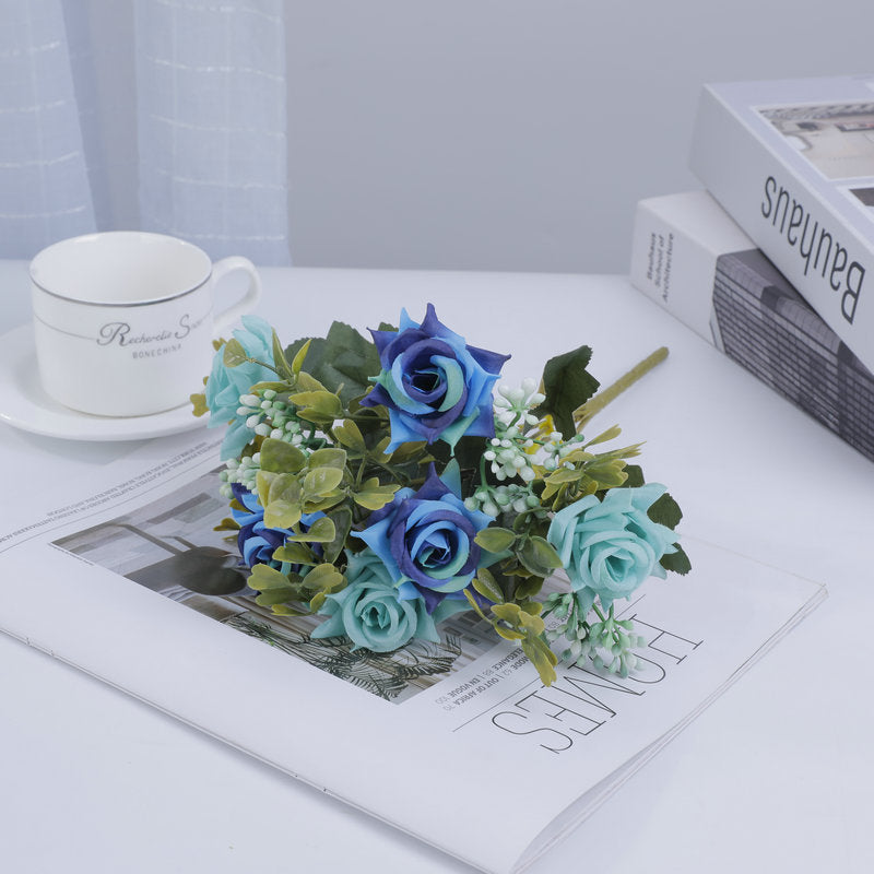 Bouquet de roses mélangées artificielles, 50 cm, idéal pour mariage, décoration intérieure et événements, sans vase