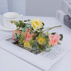 Bouquet de roses mélangées artificielles, 50 cm, idéal pour mariage, décoration intérieure et événements, sans vase