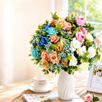 Bouquet de roses mélangées artificielles, 50 cm, idéal pour mariage, décoration intérieure et événements, sans vase