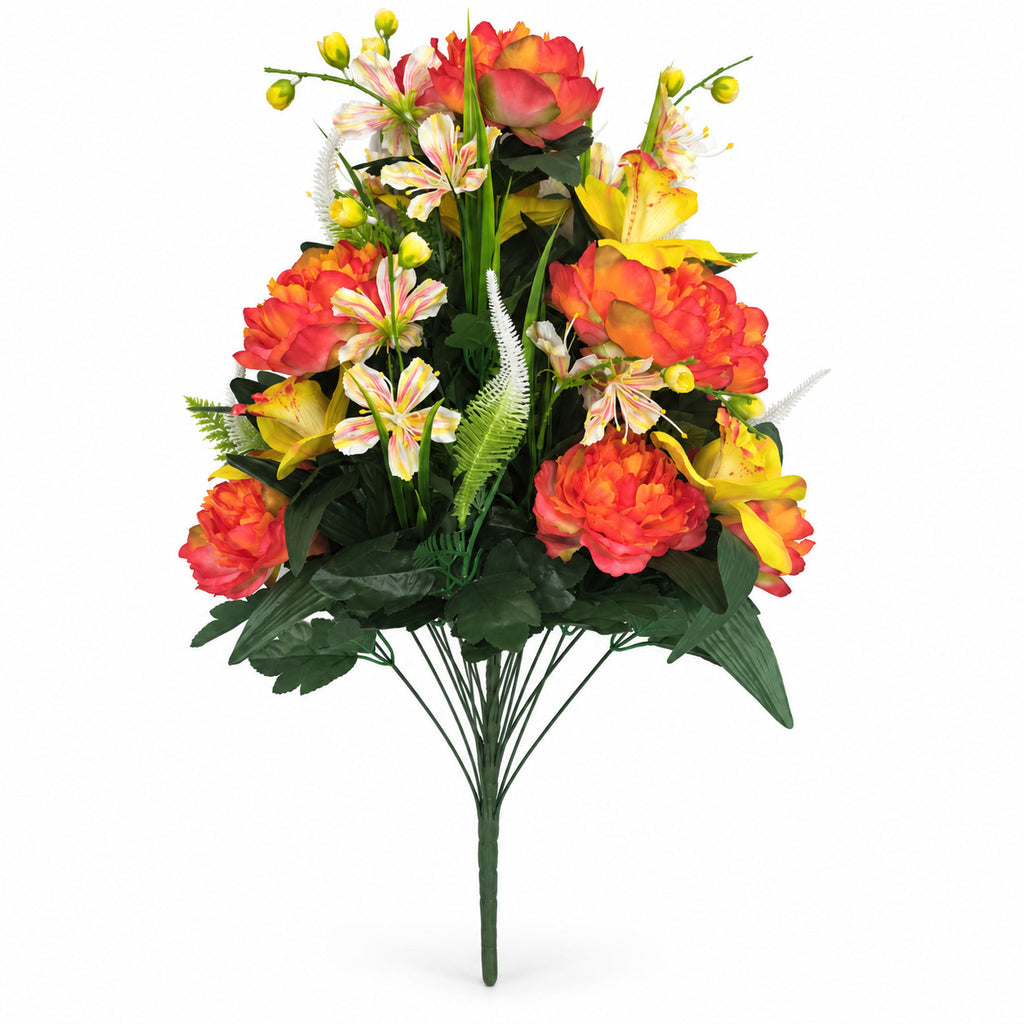 Bouquet de 24 fleurs artificielles pivoines et lys, 65 cm, décoration intérieure élégante, mariage, maison, cadeau
