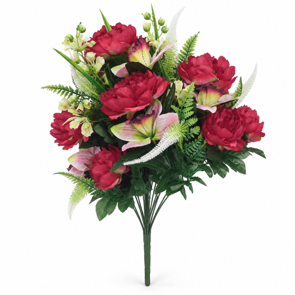 Bouquet de 24 fleurs artificielles pivoines et lys, 65 cm, décoration intérieure élégante, mariage, maison, cadeau