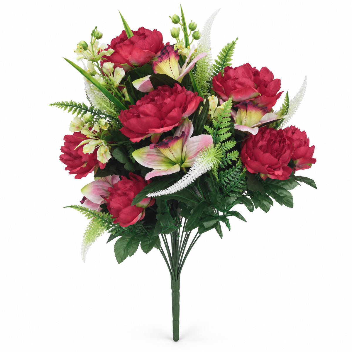 Bouquet de 24 fleurs artificielles pivoines et lys, 65 cm, décoration intérieure élégante, mariage, maison, cadeau