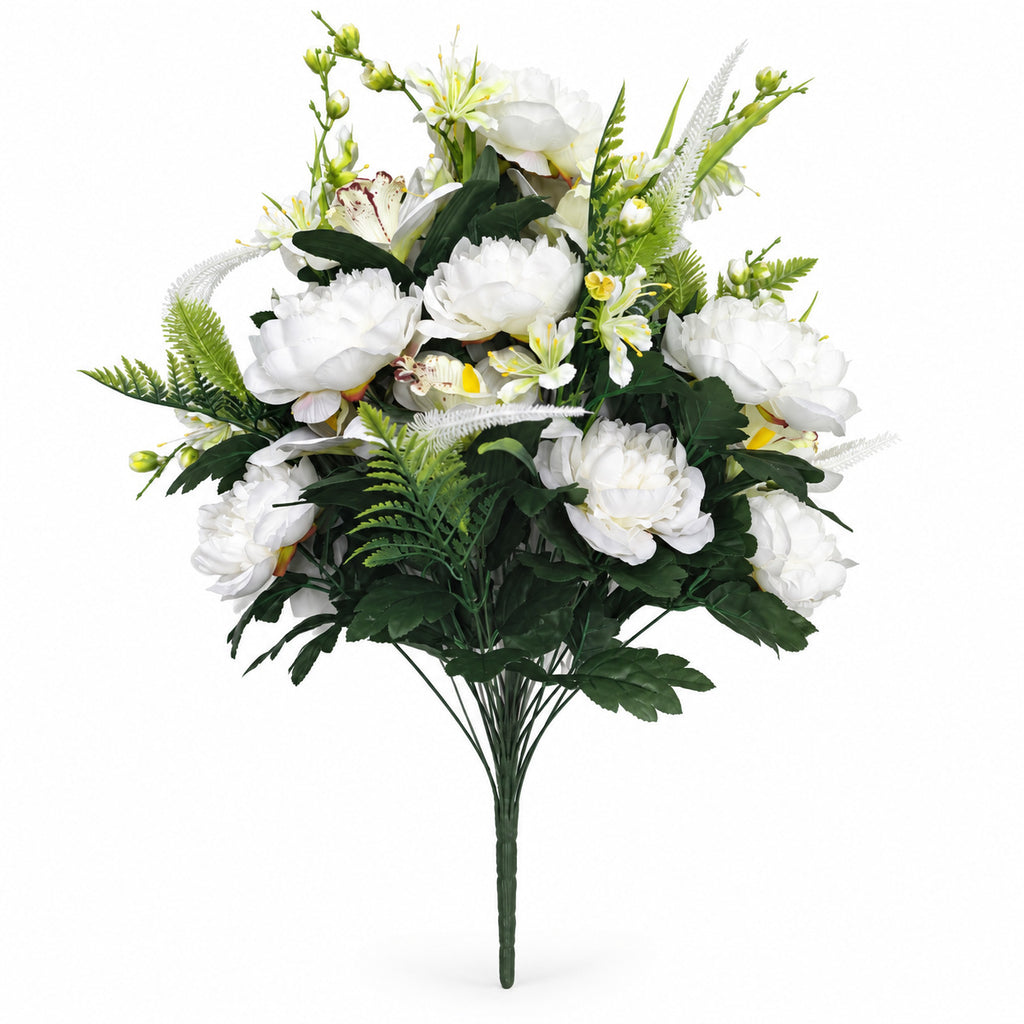 Bouquet de 24 fleurs artificielles pivoines et lys, 65 cm, décoration intérieure élégante, mariage, maison, cadeau
