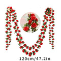 Guirlande de Roses Artificielles 45 Têtes, 120 cm, Décoration Élégante pour Mariage, Intérieur et Extérieur, Style Provençal