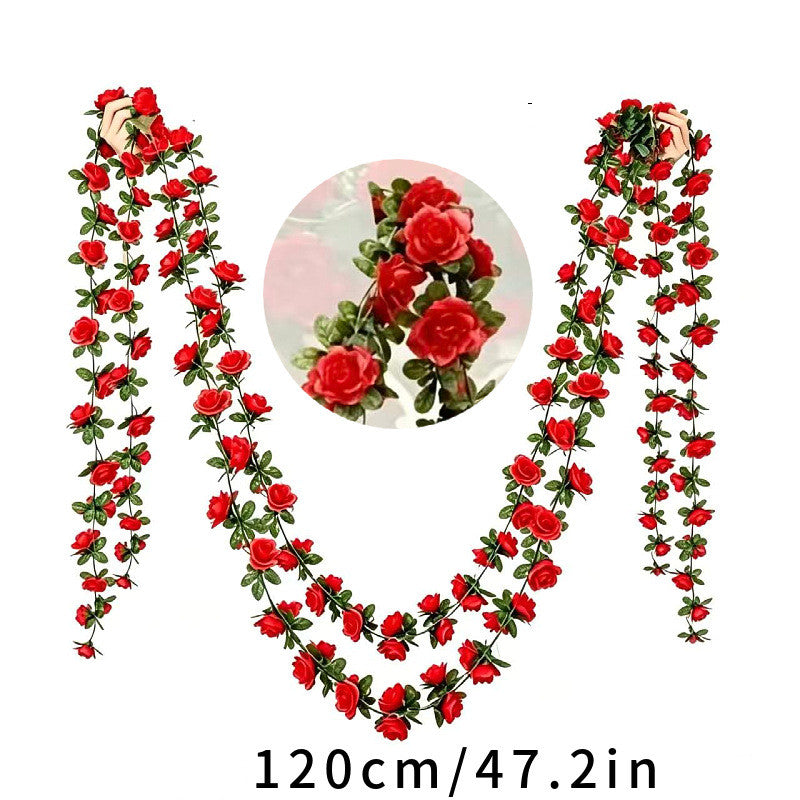 Guirlande de Roses Artificielles 45 Têtes, 120 cm, Décoration Élégante pour Mariage, Intérieur et Extérieur, Style Provençal
