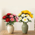 Bouquet artificiel de cosmos 6 fleurs - 33 cm - Soie - Décoration int/ext - Mariage, Terrasse, Cimetière, Boutique
