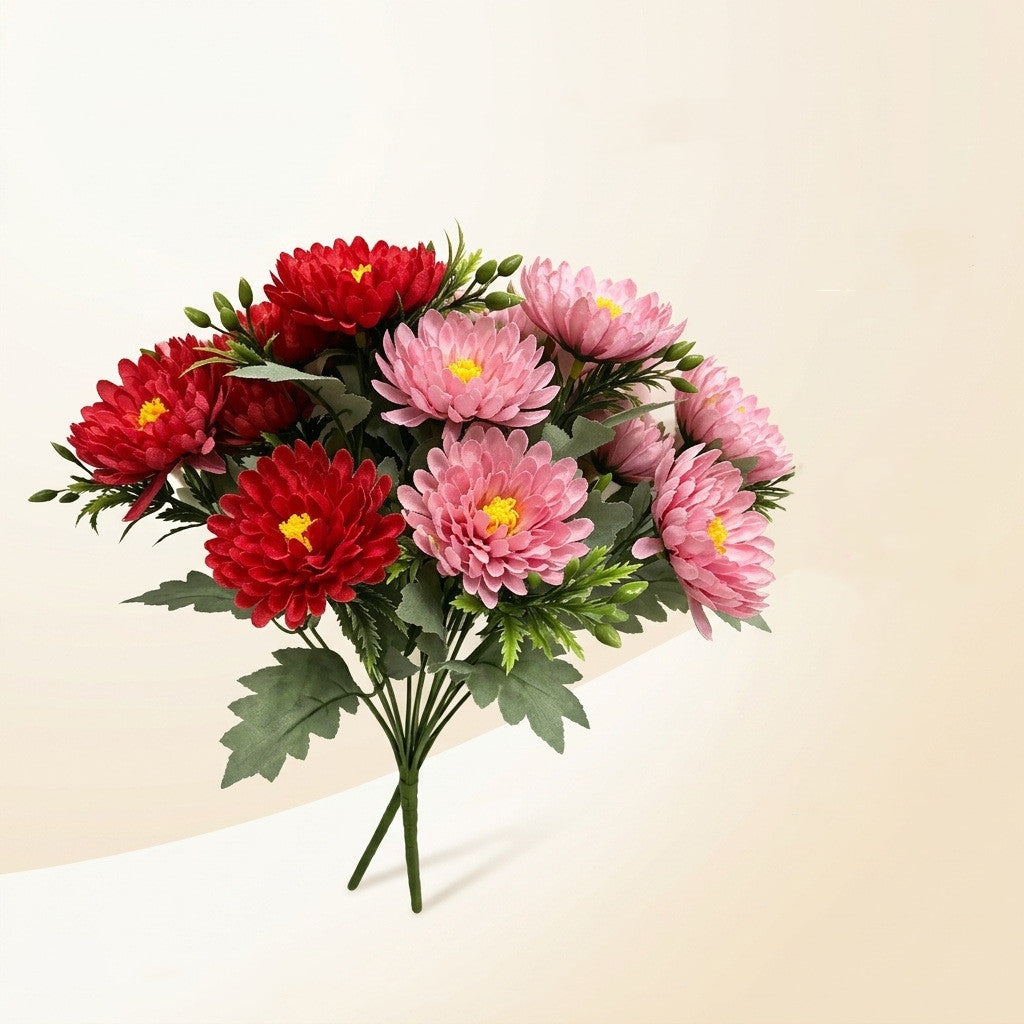 Bouquet artificiel de cosmos 6 fleurs - 33 cm - Soie - Décoration int/ext - Mariage, Terrasse, Cimetière, Boutique