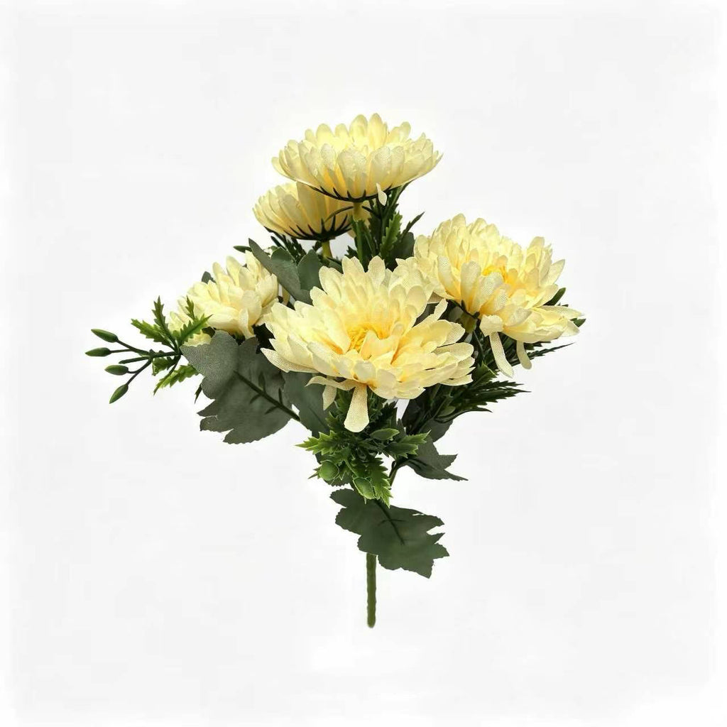 Bouquet artificiel de cosmos 6 fleurs - 33 cm - Soie - Décoration int/ext - Mariage, Terrasse, Cimetière, Boutique