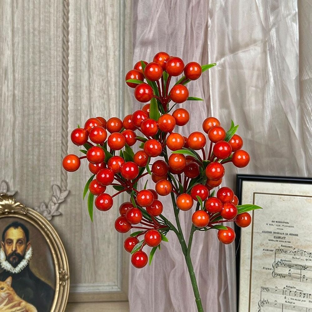 Branche de Baies Artificielles, Décoration de Noël, 35 cm, Plastique, Élégance Rétro, Pour Intérieur, Mariage, Bureau, Café