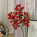 Branche de Baies Artificielles, Décoration de Noël, 35 cm, Plastique, Élégance Rétro, Pour Intérieur, Mariage, Bureau, Café