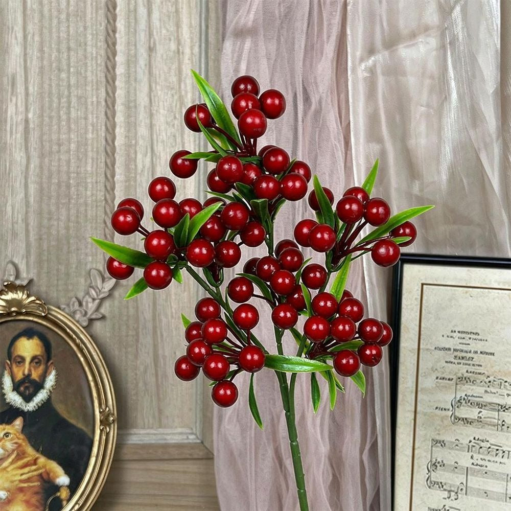 Branche de Baies Artificielles, Décoration de Noël, 35 cm, Plastique, Élégance Rétro, Pour Intérieur, Mariage, Bureau, Café