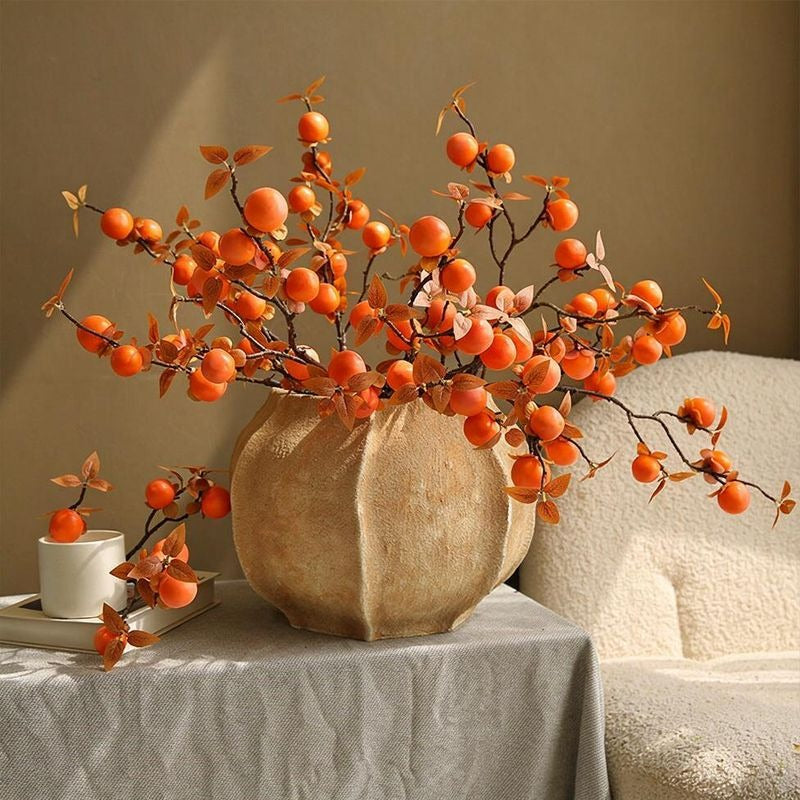Branche artificielle de kakis d'automne, décoration d'intérieur, 66 cm, style rétro, pour maison, hôtels et vitrines