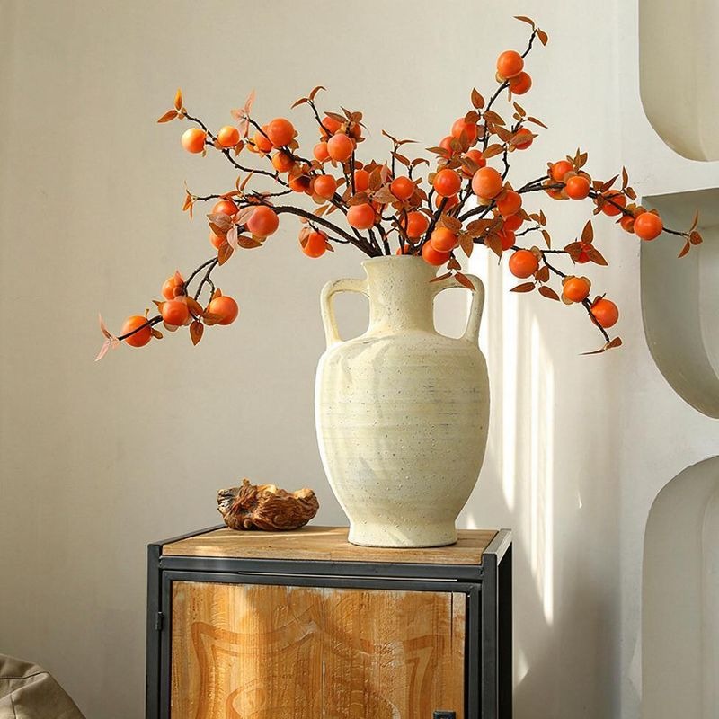 Branche artificielle de kakis d'automne, décoration d'intérieur, 66 cm, style rétro, pour maison, hôtels et vitrines