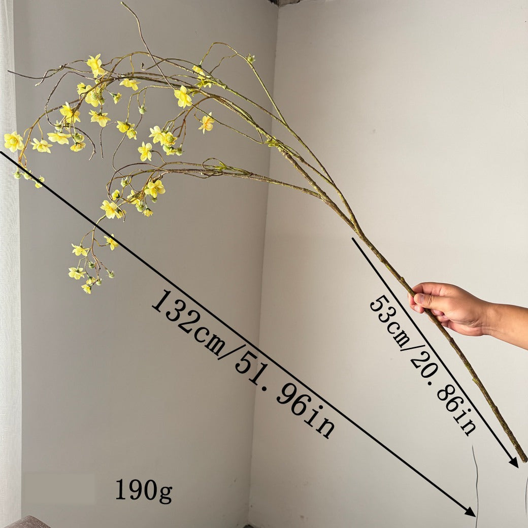 Fleur artificielle de Delphinium et Spirée de perles, 132 cm, tige unique, soie, jaune/bleu/blanc, décoration intérieure/extérieure, mariage, événements