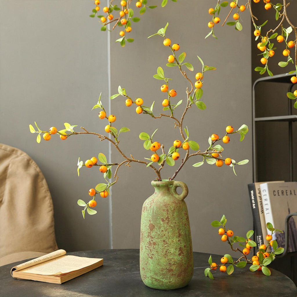Bouquet de 18 pommes miniatures en soie artificielle, 64 cm, décoration intérieure, maison, hôtel, vitrine