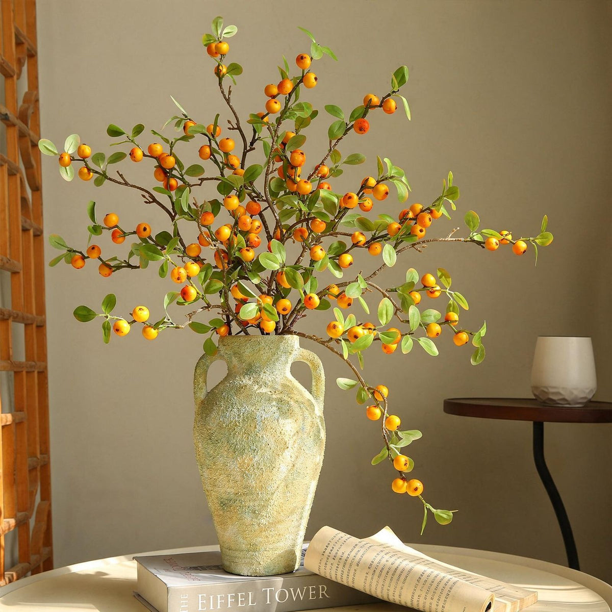 Bouquet de 18 pommes miniatures en soie artificielle, 64 cm, décoration intérieure, maison, hôtel, vitrine