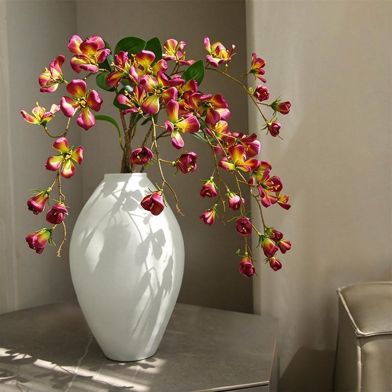 Branche de fleurs de cornouiller artificielles en soie, 85 cm, décoration élégante pour maison, mariage ou boutique, 9 fleurs par tige