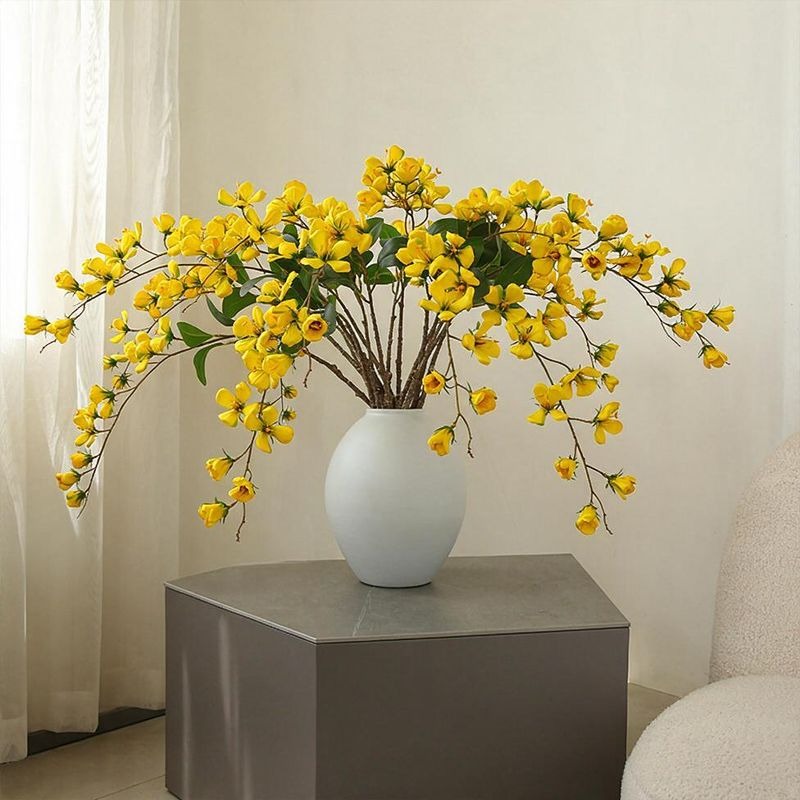 Branche de fleurs de cornouiller artificielles en soie, 85 cm, décoration élégante pour maison, mariage ou boutique, 9 fleurs par tige