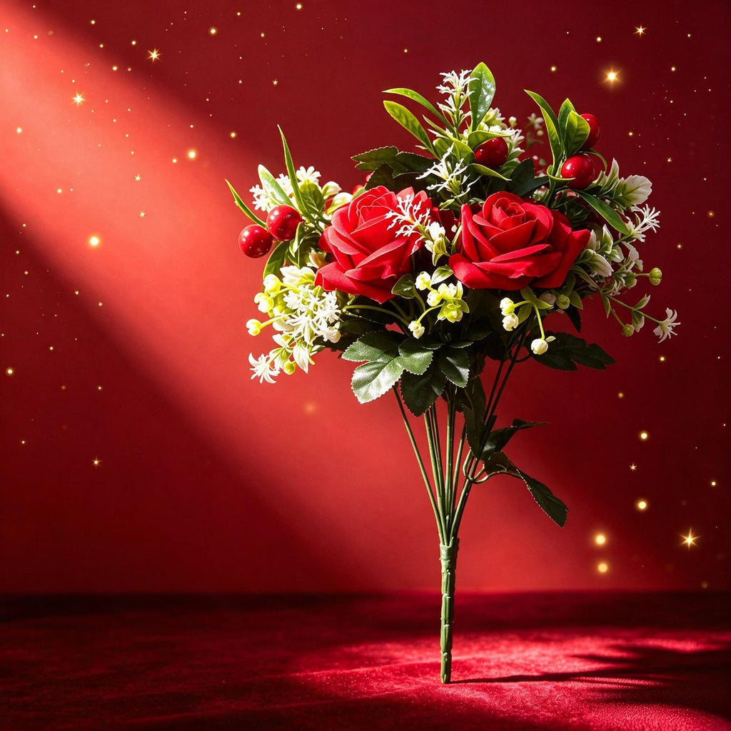 Bouquet artificiel de roses de Noël, 45 cm, soie, décoration de mariage et intérieur, style provençal