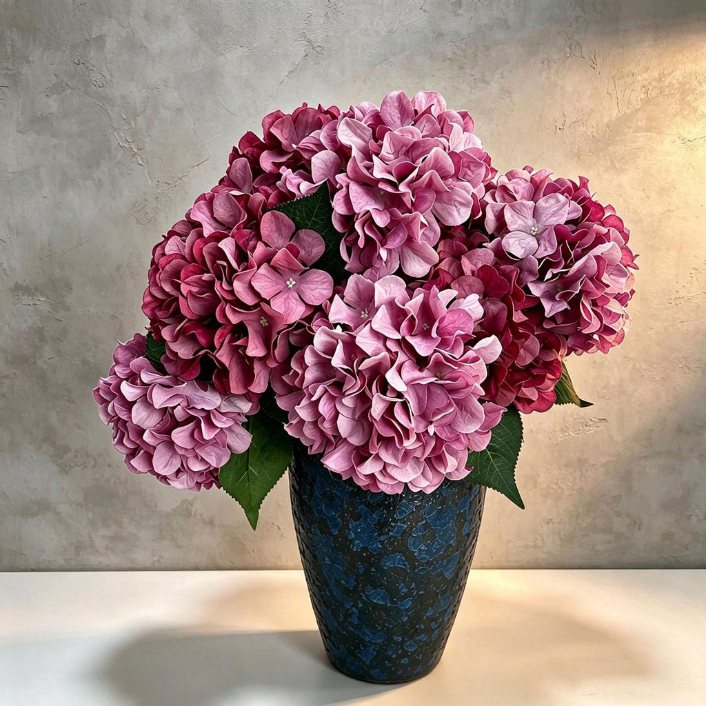 Bouquet d'hortensias artificiels 46 cm – 225 fleurs en soie, décoration mariage, jardin, intérieur/extérieur, ambiance champêtre provençale