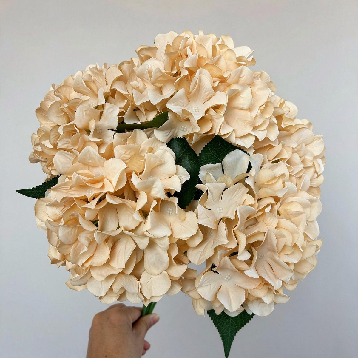Bouquet d'hortensias artificiels 46 cm – 225 fleurs en soie, décoration mariage, jardin, intérieur/extérieur, ambiance champêtre provençale