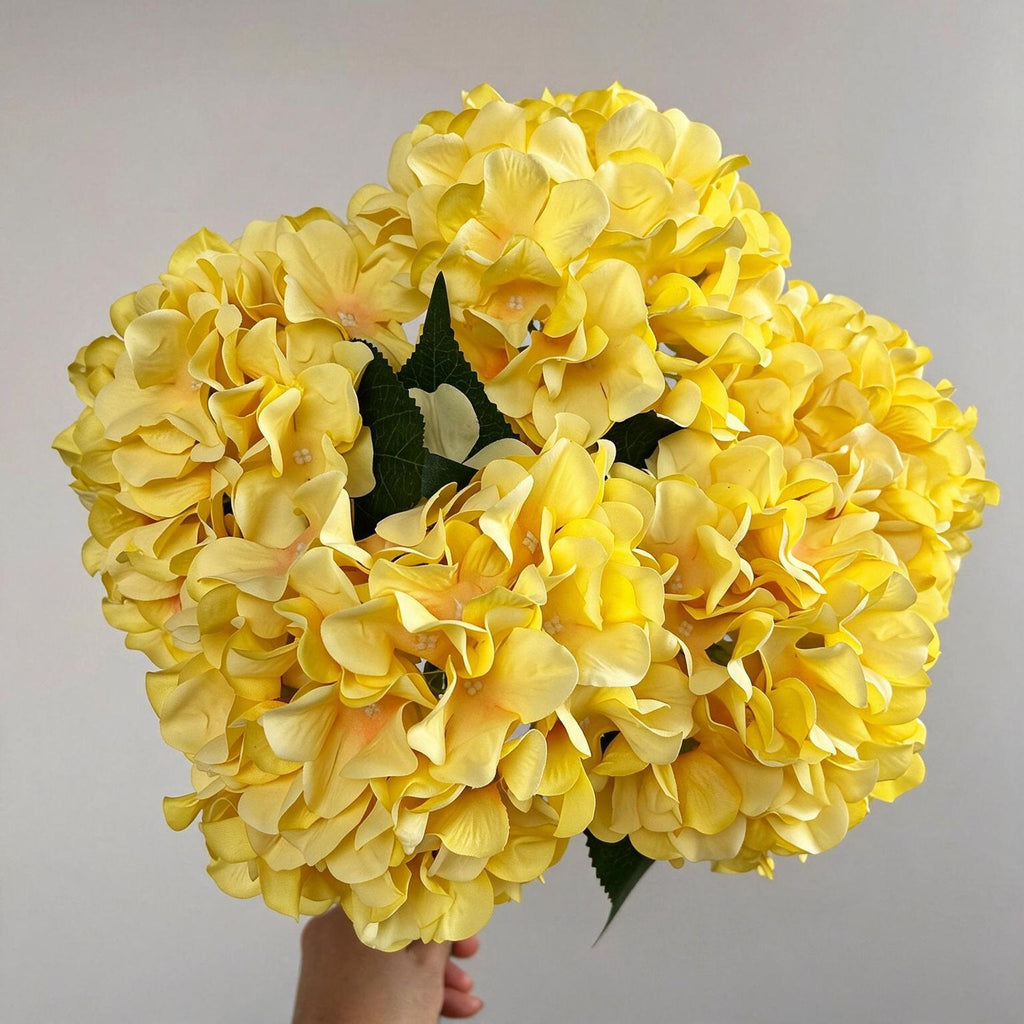 Bouquet d'hortensias artificiels 46 cm – 225 fleurs en soie, décoration mariage, jardin, intérieur/extérieur, ambiance champêtre provençale
