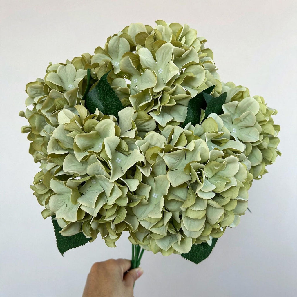 Bouquet d'hortensias artificiels 46 cm – 225 fleurs en soie, décoration mariage, jardin, intérieur/extérieur, ambiance champêtre provençale